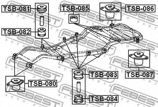 TOYOTA 52206-60010 Mounting, axle beam